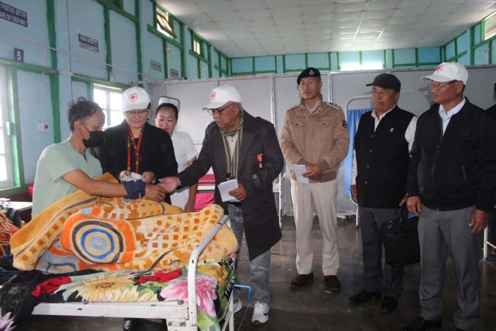 Officials visiting patients at the Hezukhu Memorial District Hospital during the observance of World Red Cross Day under the theme 'United in Humanity' on May 8. (Morung Photo)